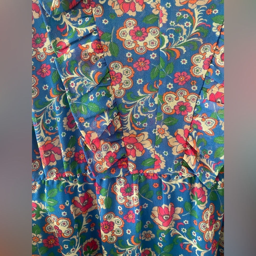 BODEN Elise SheerLuxe Floral Blue Sleeveless Dress size 12 - Picture 11 of 16